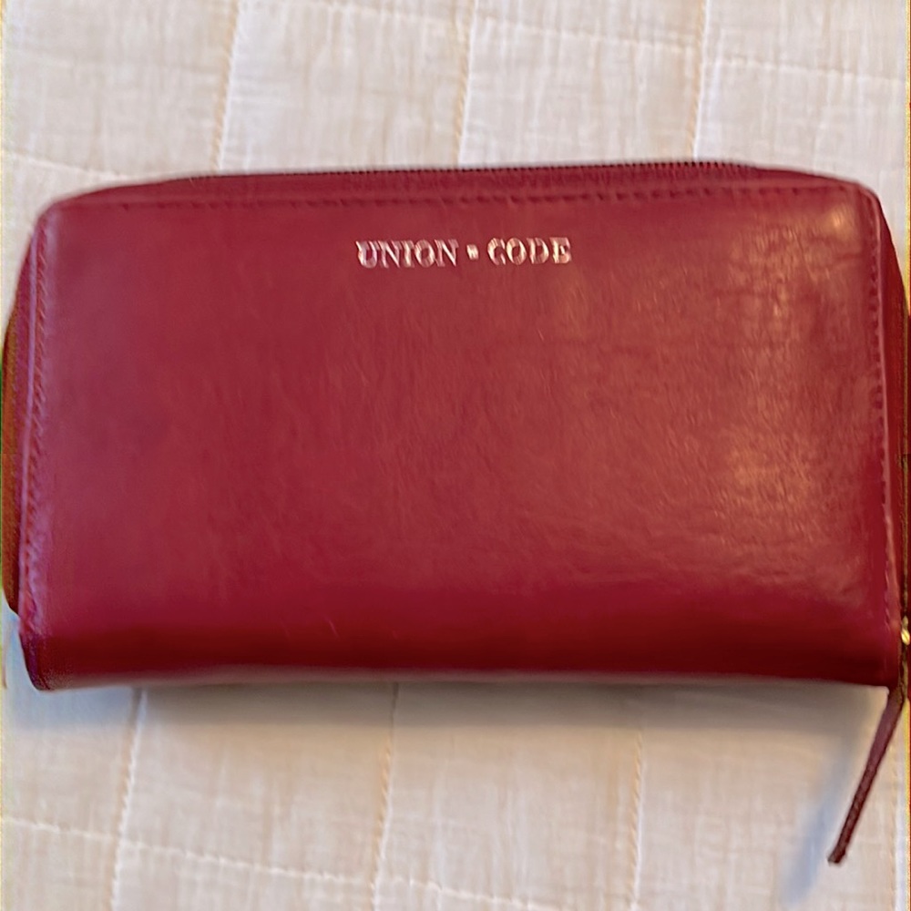 NWOT Union Code RFID Red Wallet with Silver Studs